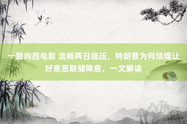 一路向西电影 流畅两日施压，特朗普为何烦燥让好意思联储降息，一文解读